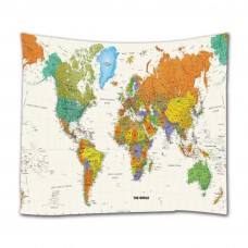 Goodbath World Map Tapestry,Watercolor Map Tapestries Wall Hanging for Bedroom Living Room Dorm, 80 x 60 Inch,Colorful